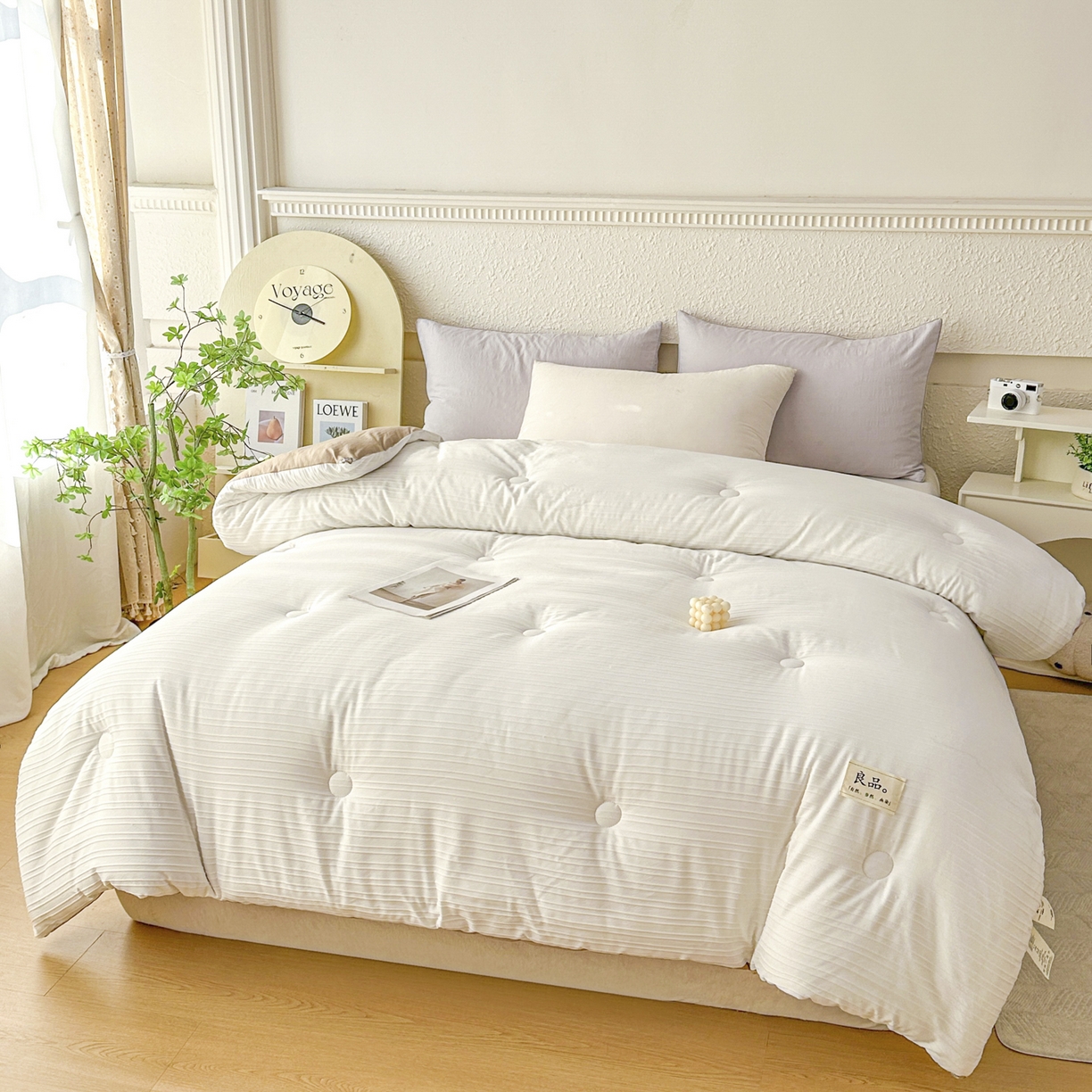 91家纺网 家纺一手货源 找家纺 尊妙被业 2025新款新疆棉花被冬被春秋被被子被芯-良品条纹 良品条白+咖