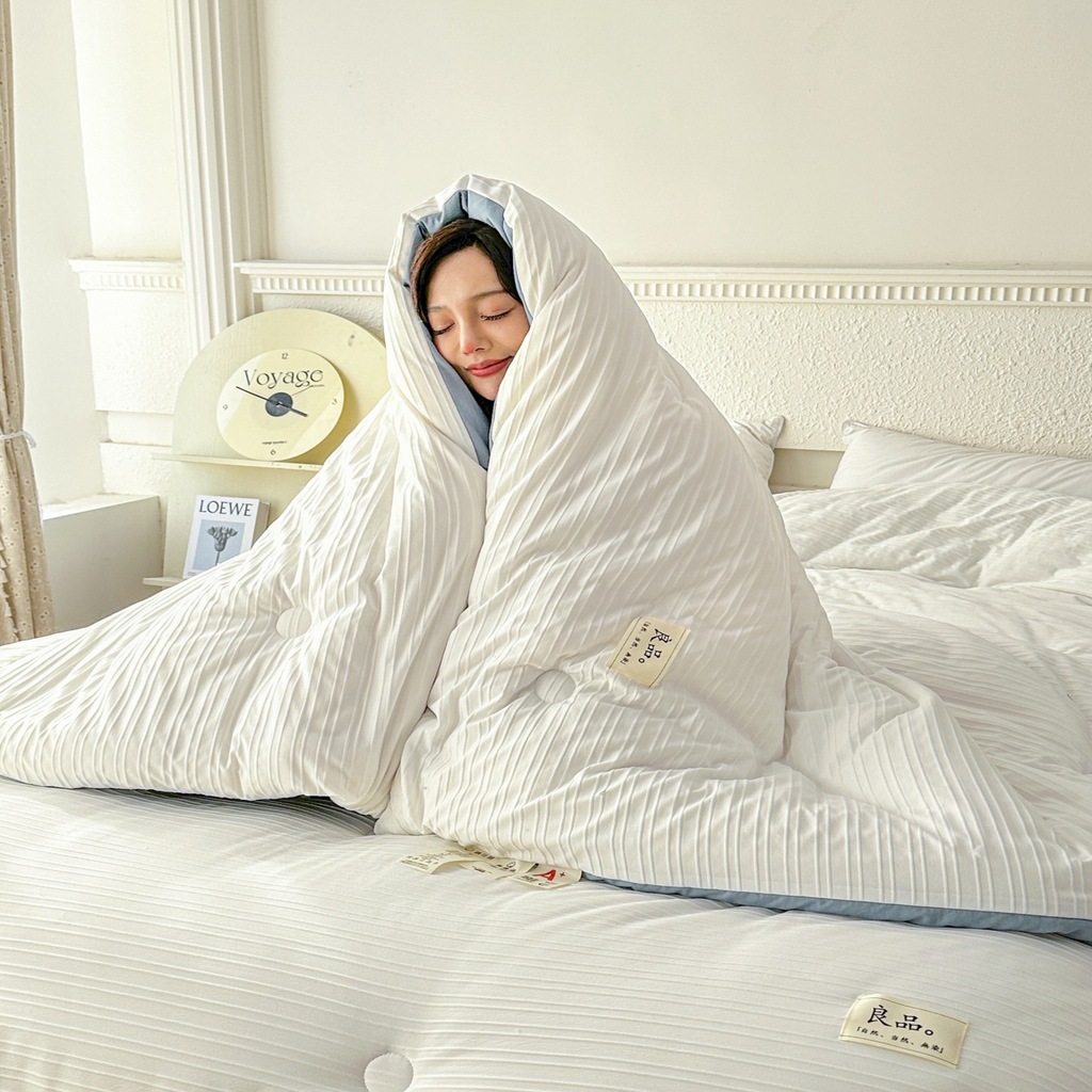 91家纺网 家纺一手货源 找家纺 （总）尊妙被业 2025新款新疆棉花被冬被春秋被被子被芯-良品条纹