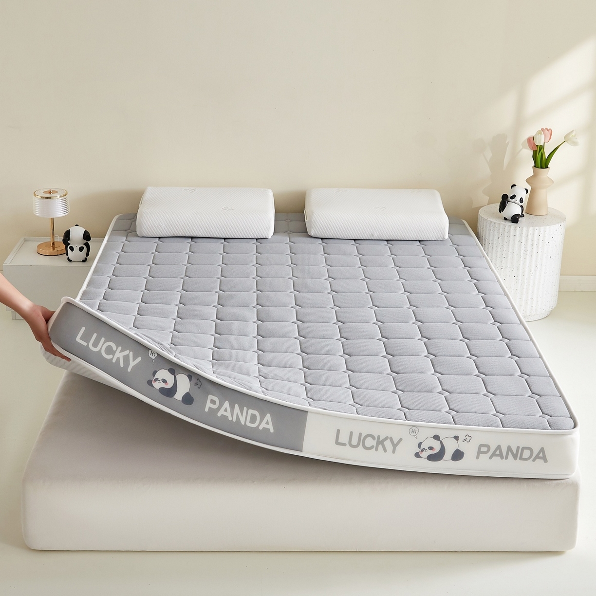 91家纺网 家纺一手货源 找家纺 （总）鑫梦莱 2026新款A类华夫格系列乳胶海绵床垫立体款（成人图）