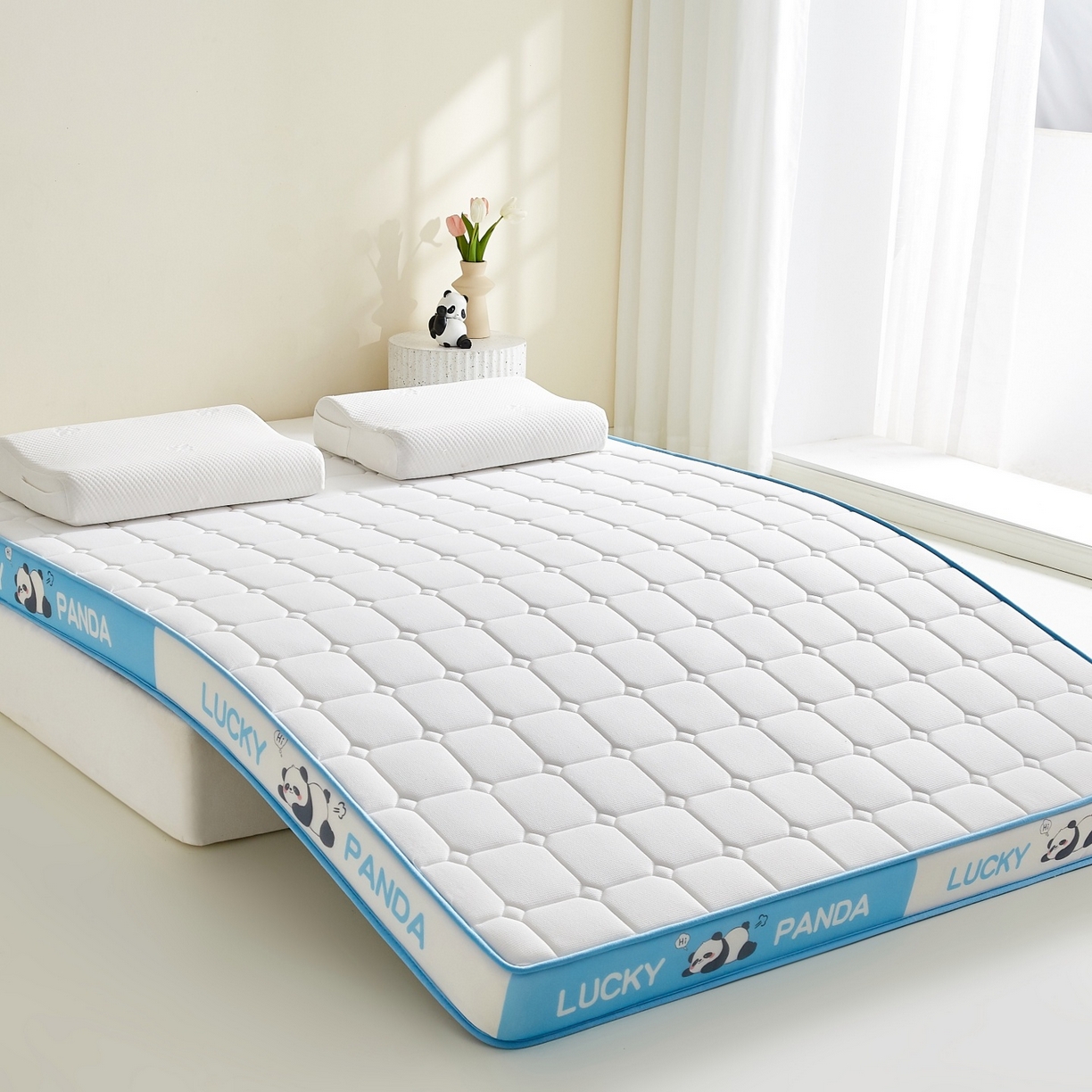 91家纺网 家纺一手货源 找家纺 （总）鑫梦莱 2026新款A类华夫格系列乳胶海绵床垫立体款（成人图）