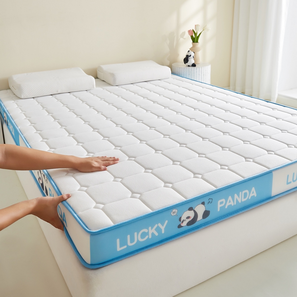 91家纺网 家纺一手货源 找家纺 （总）鑫梦莱 2026新款A类华夫格系列乳胶海绵床垫立体款（成人图）