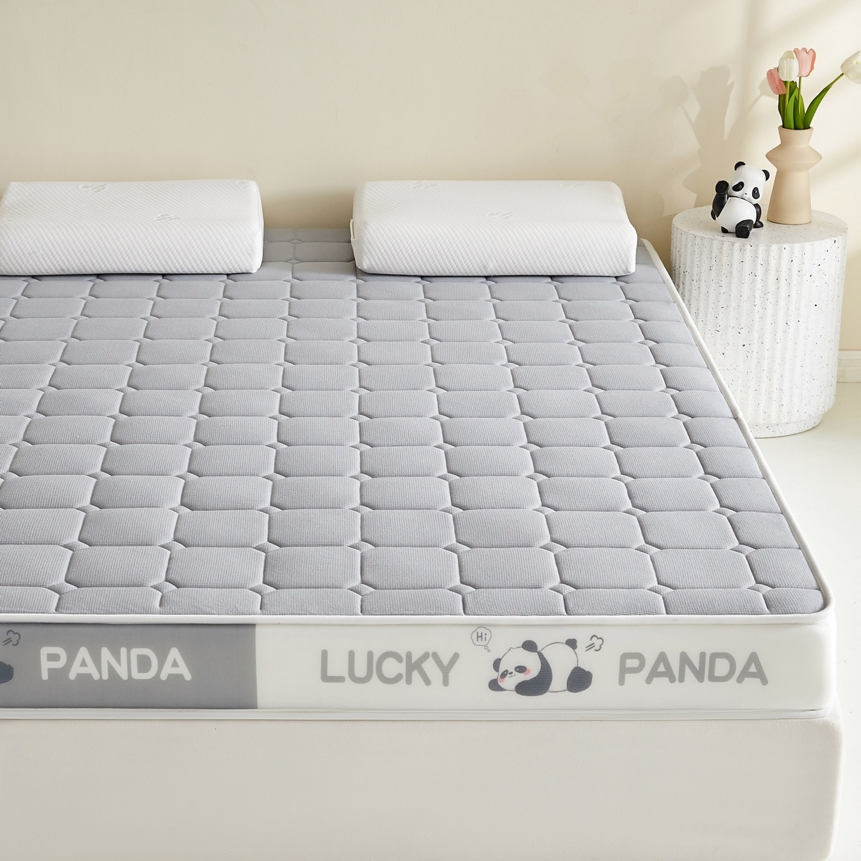 91家纺网 家纺一手货源 找家纺 鑫梦莱 2026新款A类华夫格系列乳胶海绵床垫立体款（成人图） 云烟灰（厚约6cm）