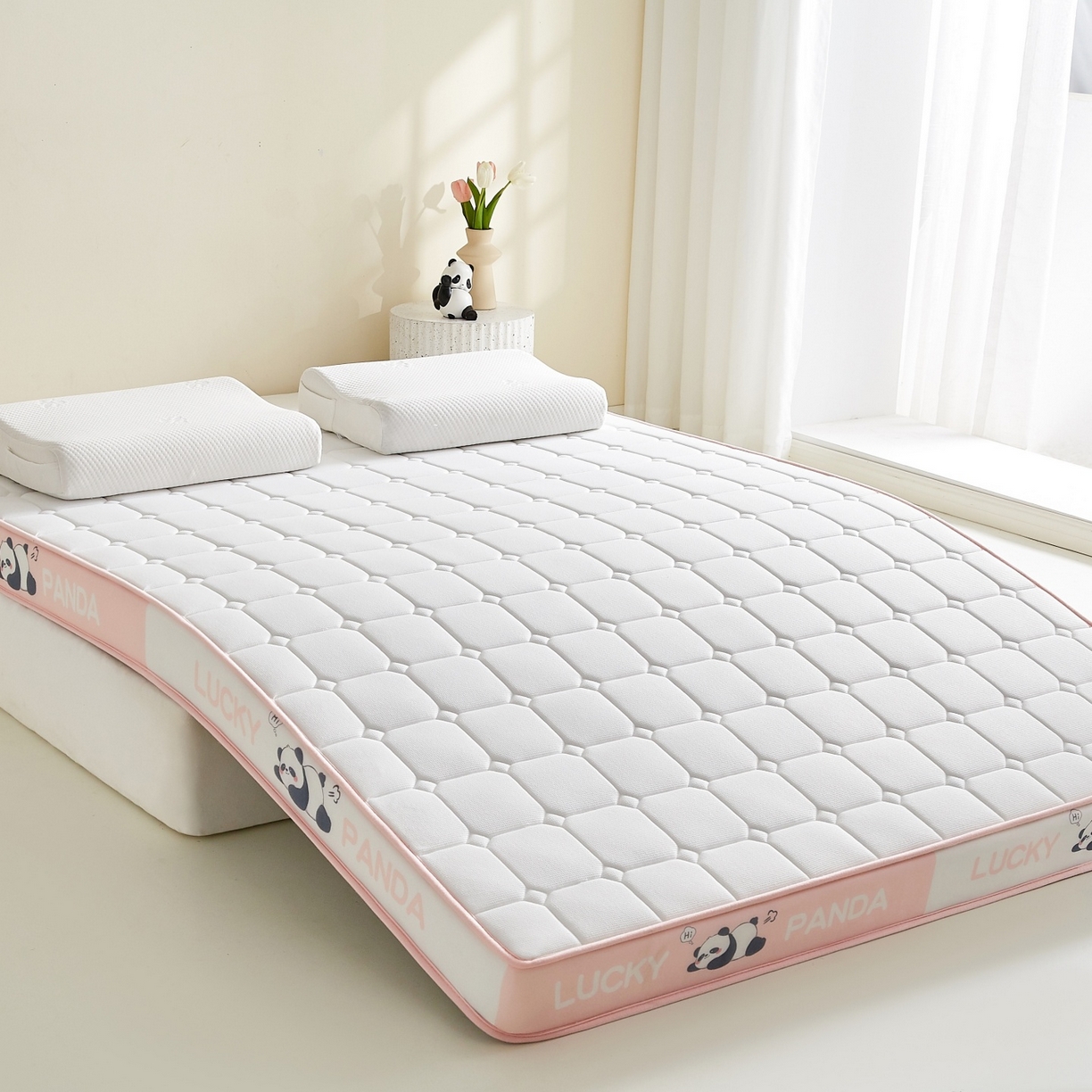 鑫梦莱 2026新款A类华夫格系列乳胶海绵床垫立体款（成人图） 蜜桃粉（厚约6cm）