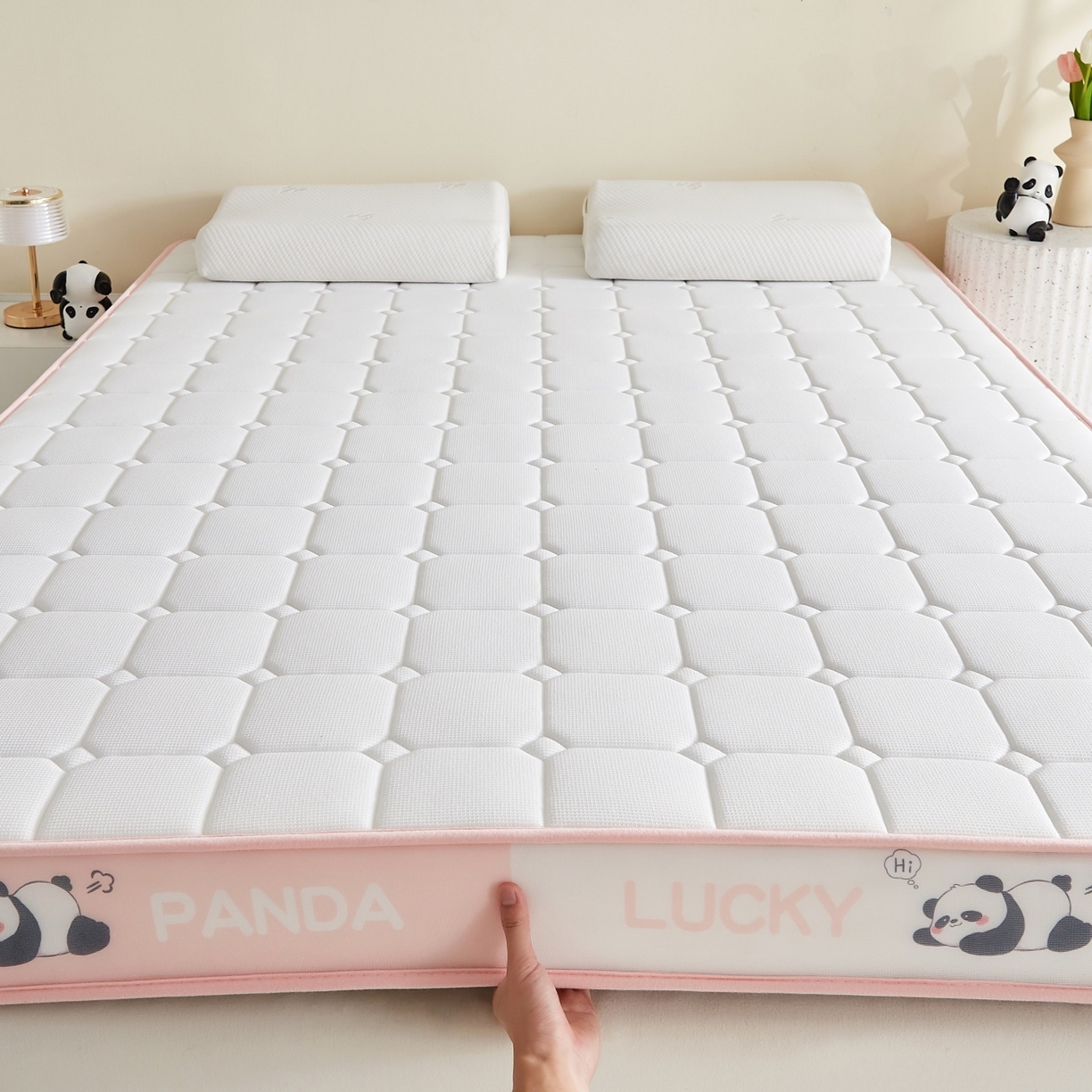 91家纺网 家纺一手货源 找家纺 鑫梦莱 2026新款A类华夫格系列乳胶海绵床垫立体款（成人图） 蜜桃粉（厚约6cm）