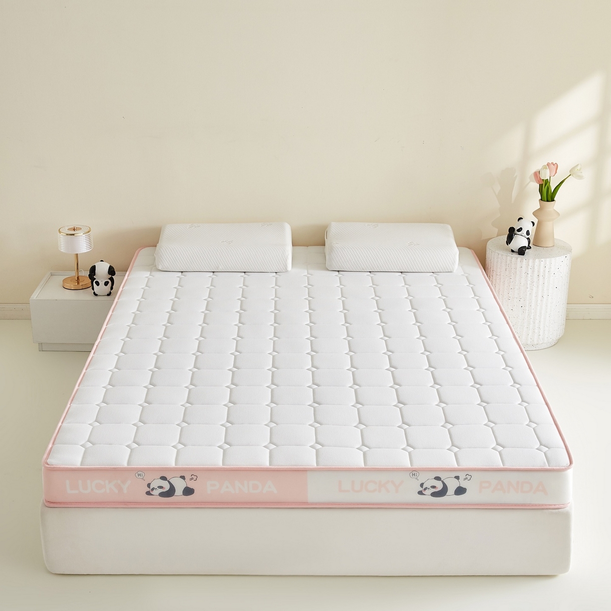 91家纺网 家纺一手货源 找家纺 鑫梦莱 2026新款A类华夫格系列乳胶海绵床垫立体款（成人图） 蜜桃粉（厚约6cm）