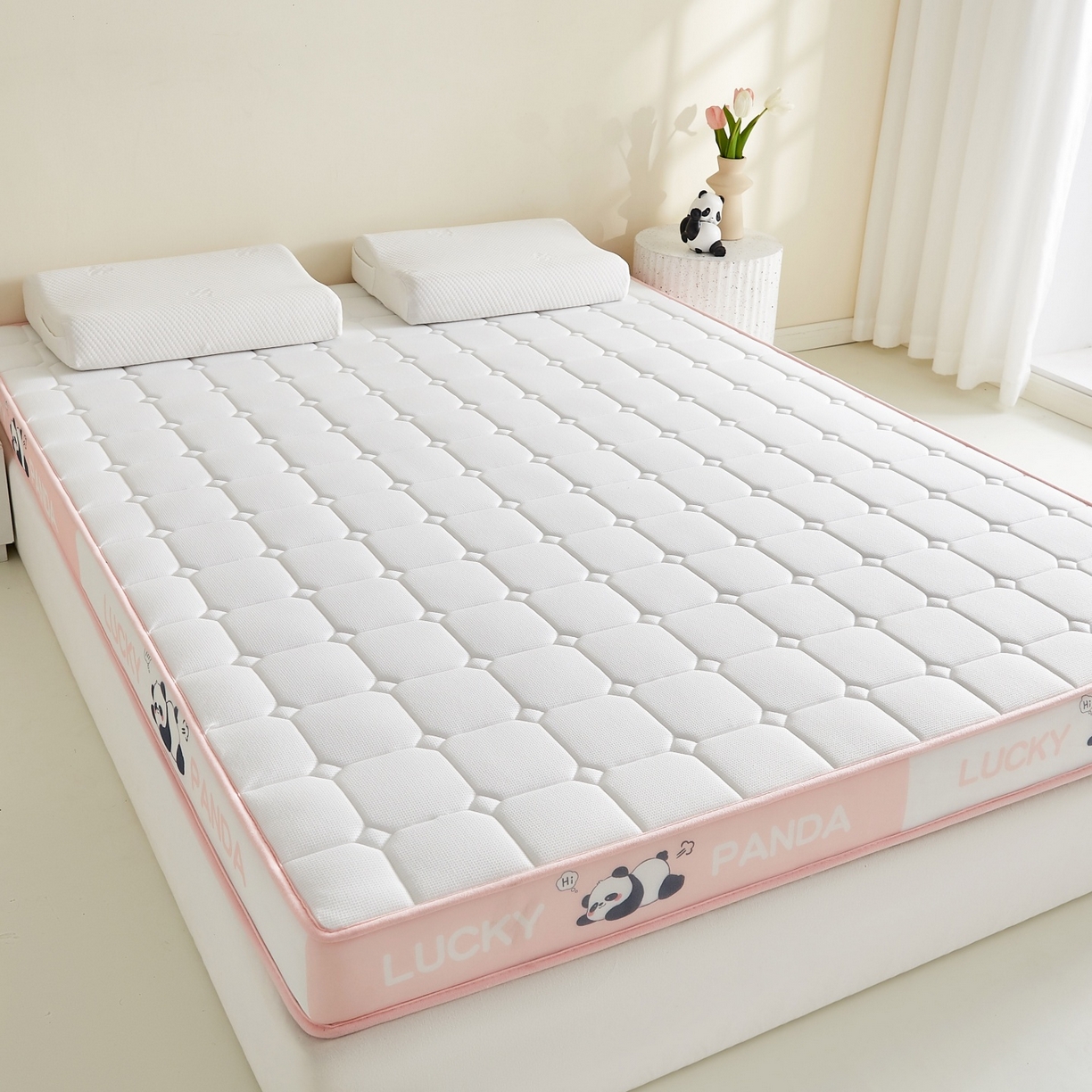 91家纺网 家纺一手货源 找家纺 鑫梦莱 2026新款A类华夫格系列乳胶海绵床垫立体款（成人图） 蜜桃粉（厚约6cm）