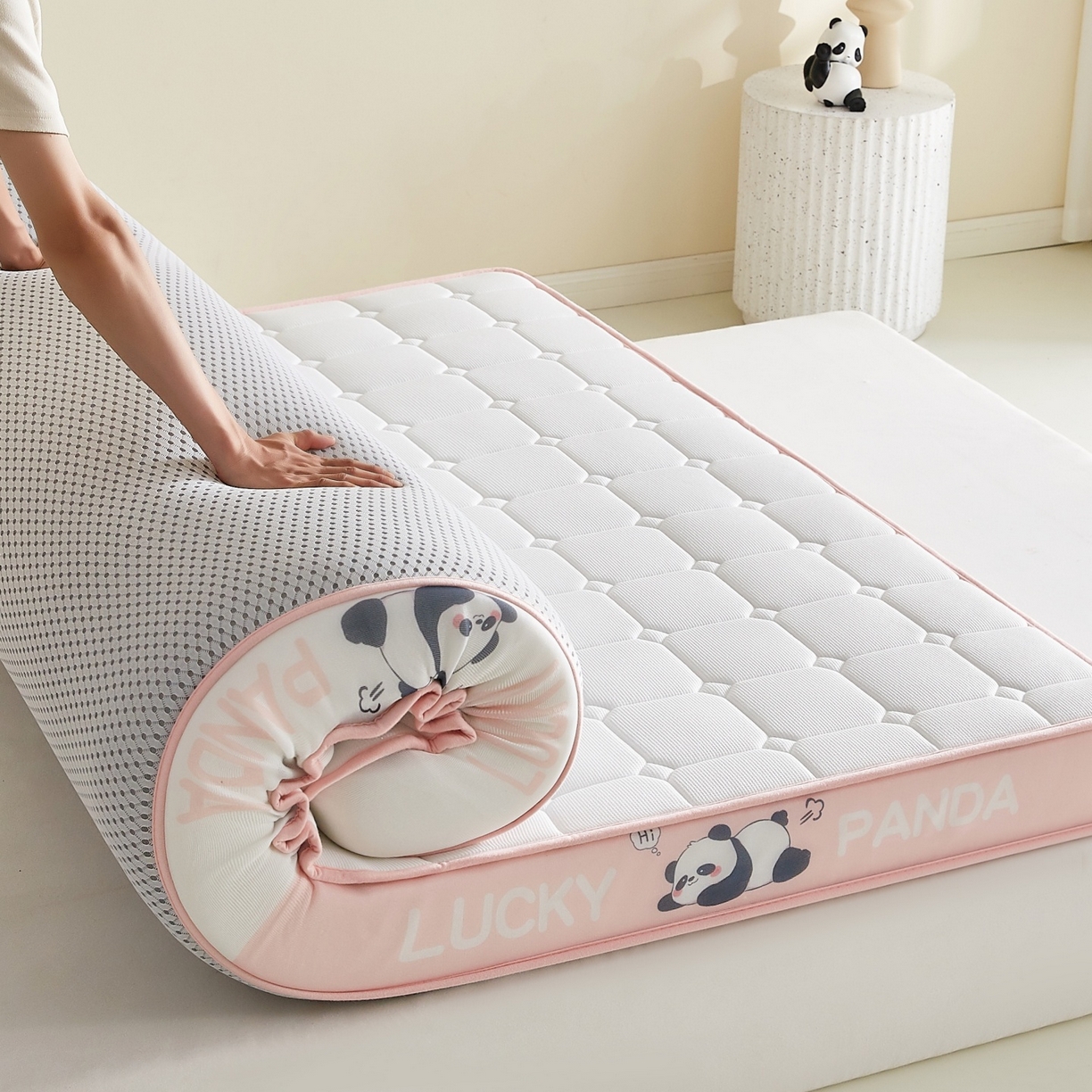 91家纺网 家纺一手货源 找家纺 鑫梦莱 2026新款A类华夫格系列乳胶海绵床垫立体款（成人图） 蜜桃粉（厚约6cm）