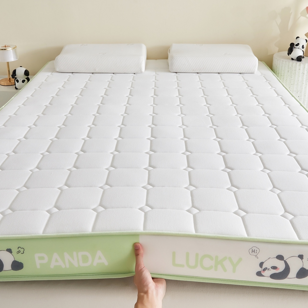 91家纺网 家纺一手货源 找家纺 鑫梦莱 2026新款A类华夫格系列乳胶海绵床垫立体款（成人图） 青柠绿（厚约6cm）