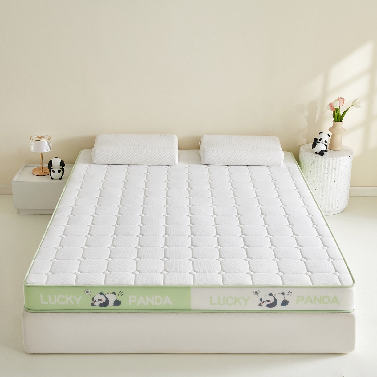 91家纺网 家纺一手货源 找家纺 鑫梦莱 2026新款A类华夫格系列乳胶海绵床垫立体款（成人图） 青柠绿（厚约6cm）