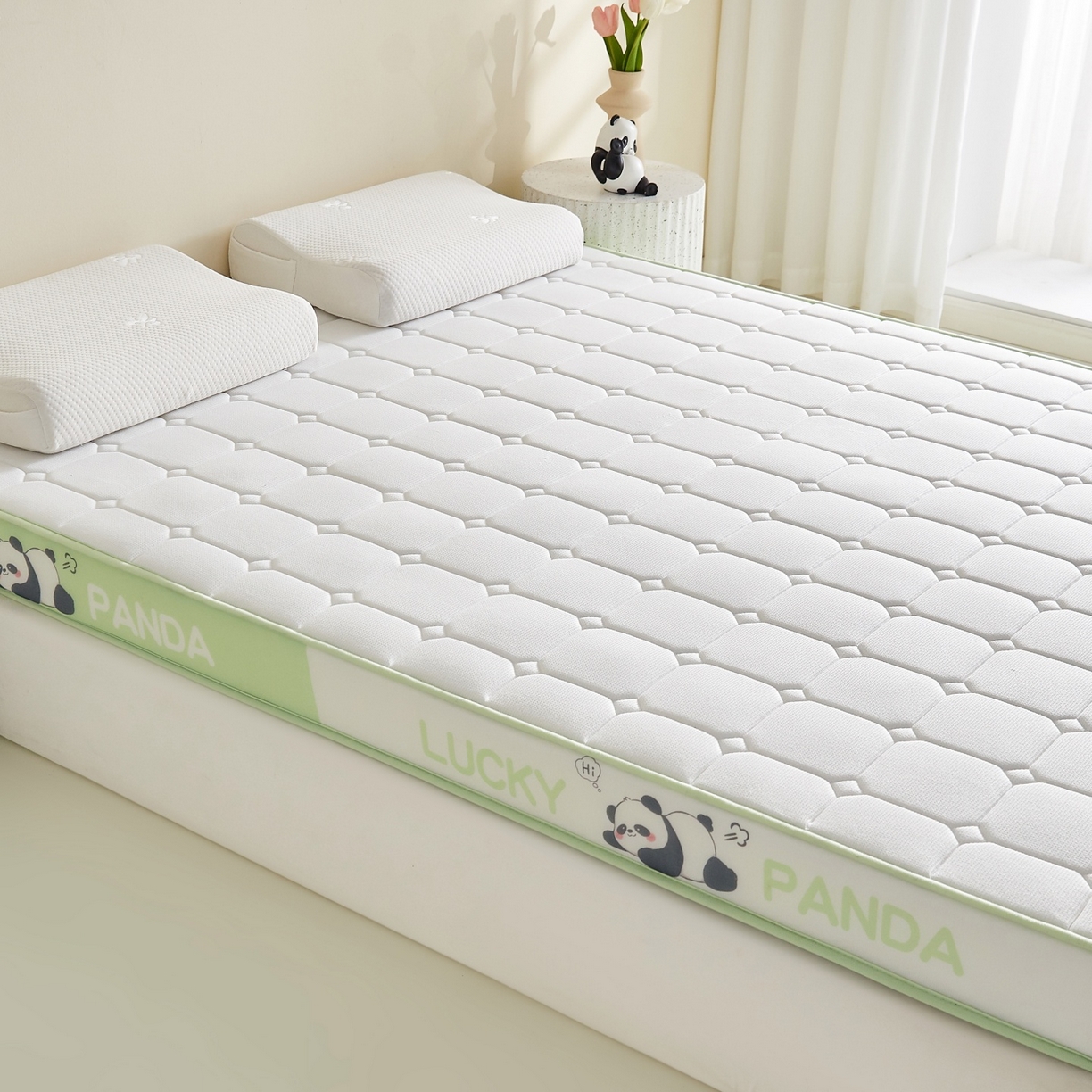 91家纺网 家纺一手货源 找家纺 鑫梦莱 2026新款A类华夫格系列乳胶海绵床垫立体款（成人图） 青柠绿（厚约6cm）