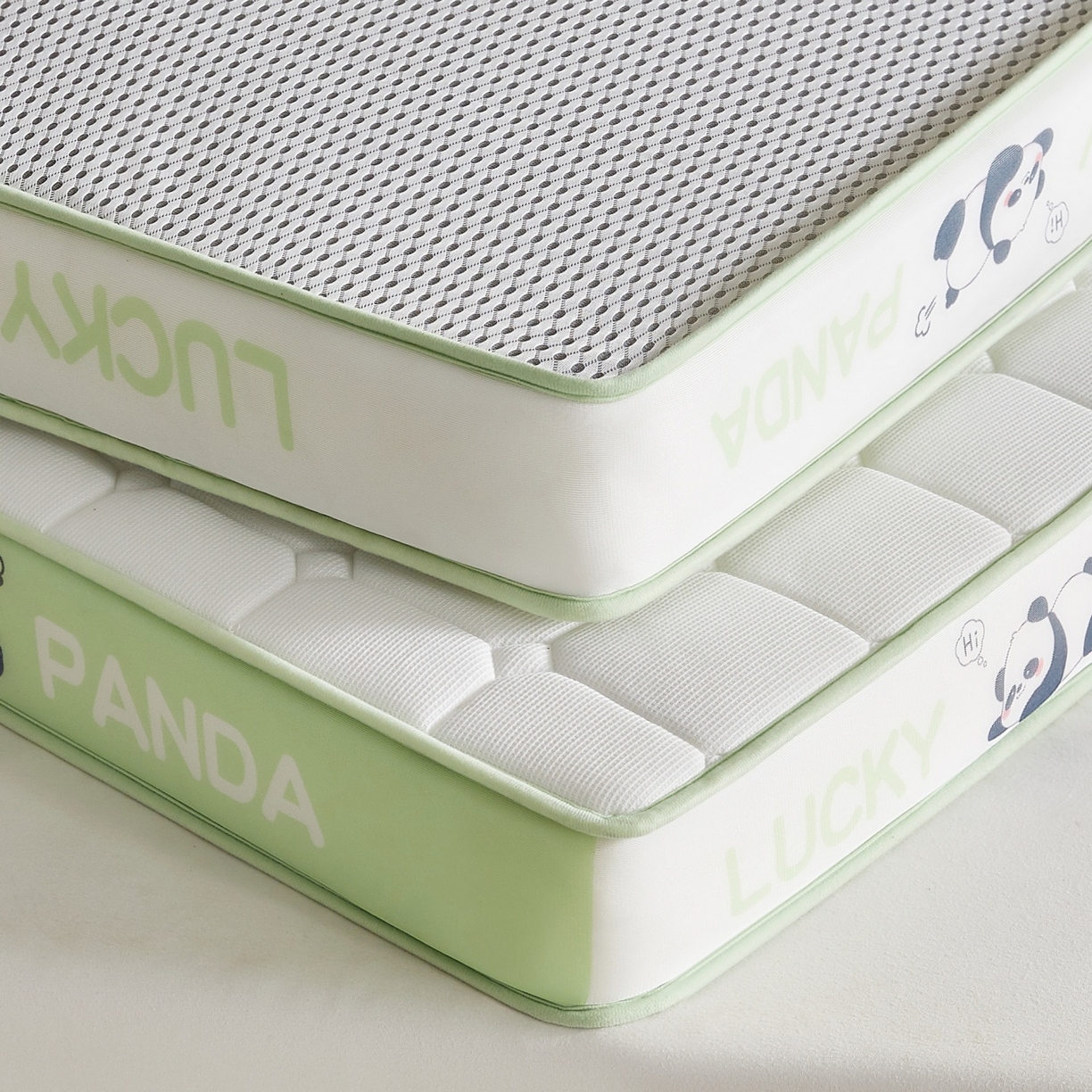 91家纺网 家纺一手货源 找家纺 鑫梦莱 2026新款A类华夫格系列乳胶海绵床垫立体款（成人图） 青柠绿（厚约6cm）