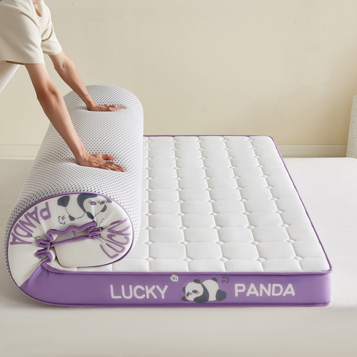 91家纺网 家纺一手货源 找家纺 鑫梦莱 2026新款A类华夫格系列乳胶海绵床垫立体款（成人图） 芋泥紫（厚约6cm）