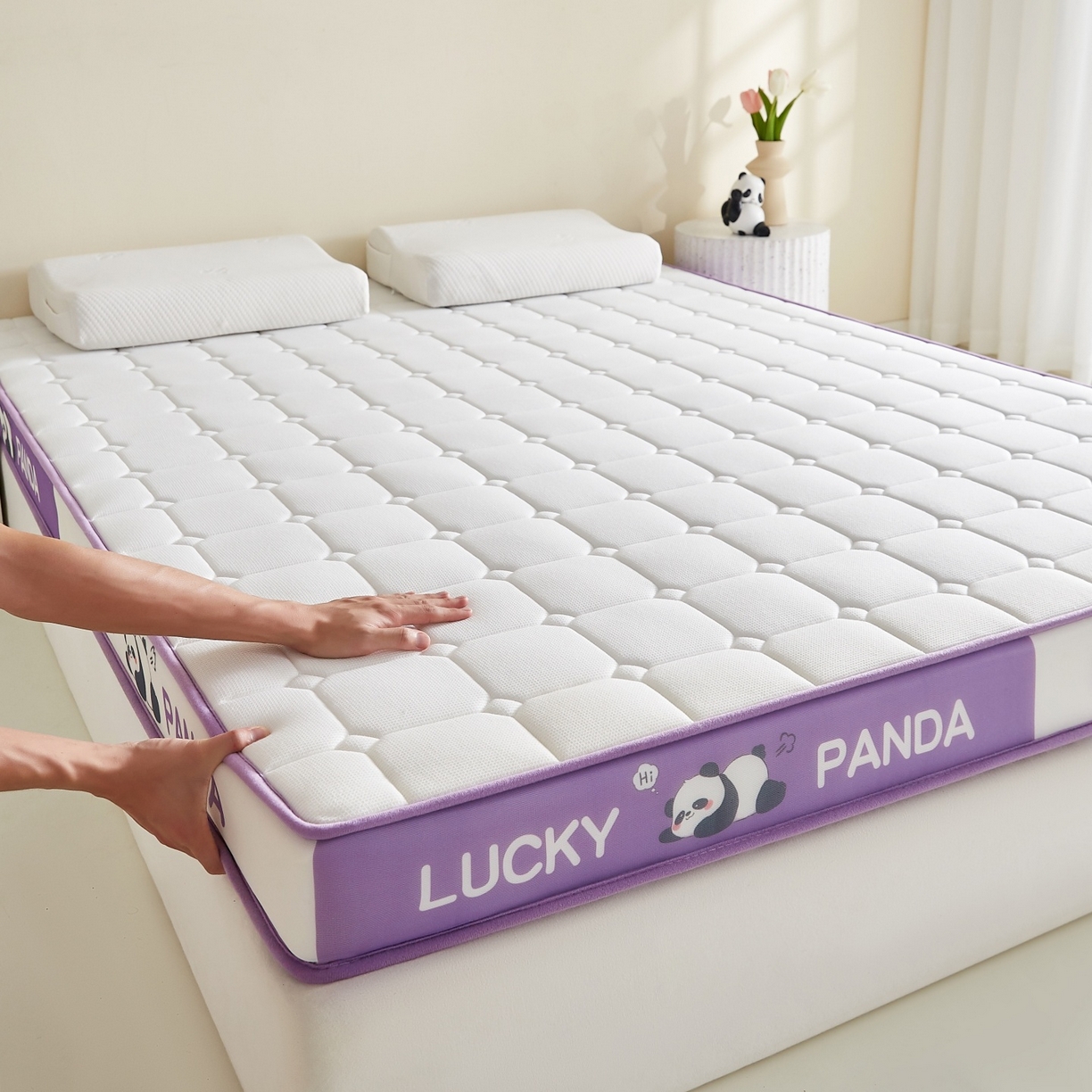91家纺网 家纺一手货源 找家纺 鑫梦莱 2026新款A类华夫格系列乳胶海绵床垫立体款（成人图） 芋泥紫（厚约6cm）