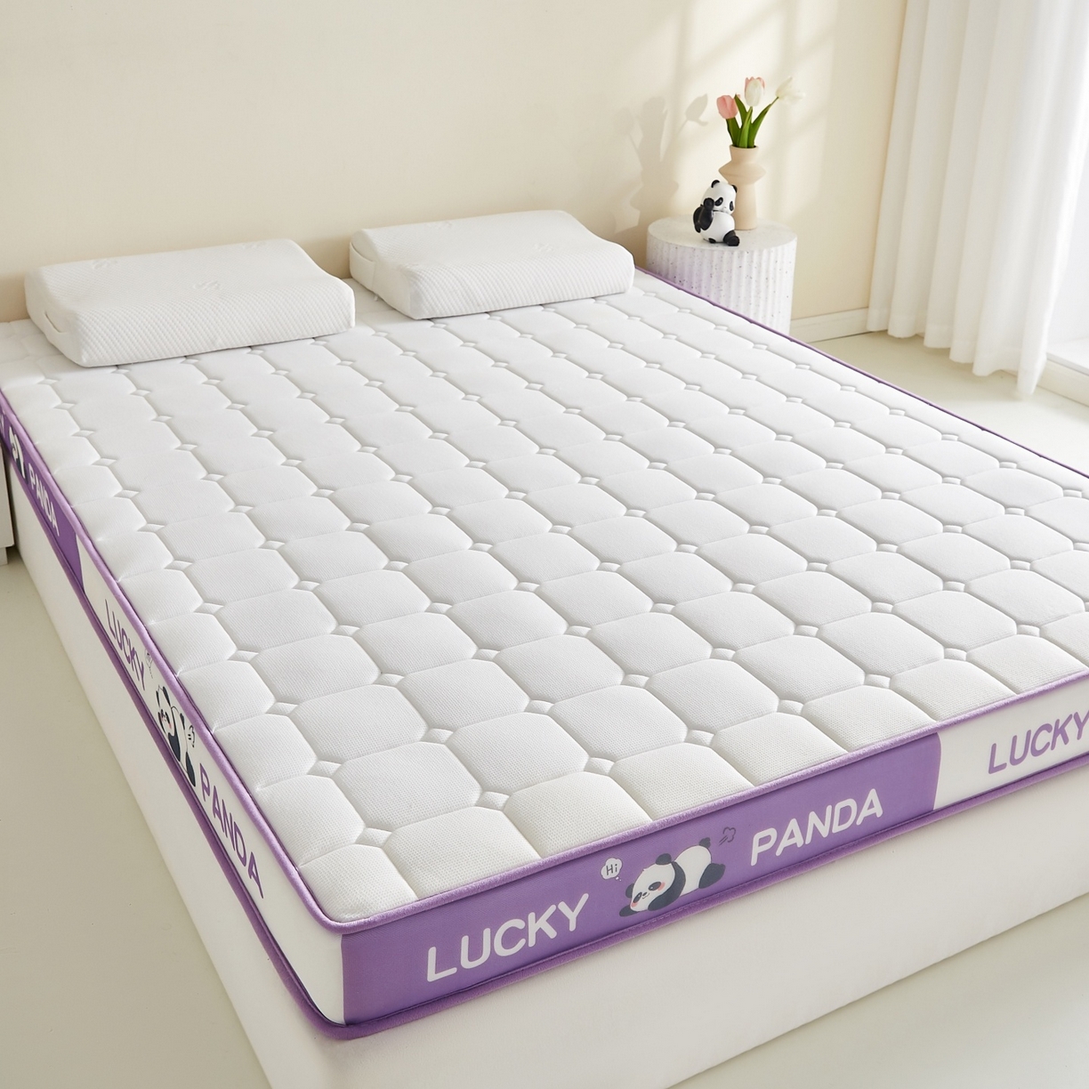 91家纺网 家纺一手货源 找家纺 鑫梦莱 2026新款A类华夫格系列乳胶海绵床垫立体款（成人图） 芋泥紫（厚约6cm）
