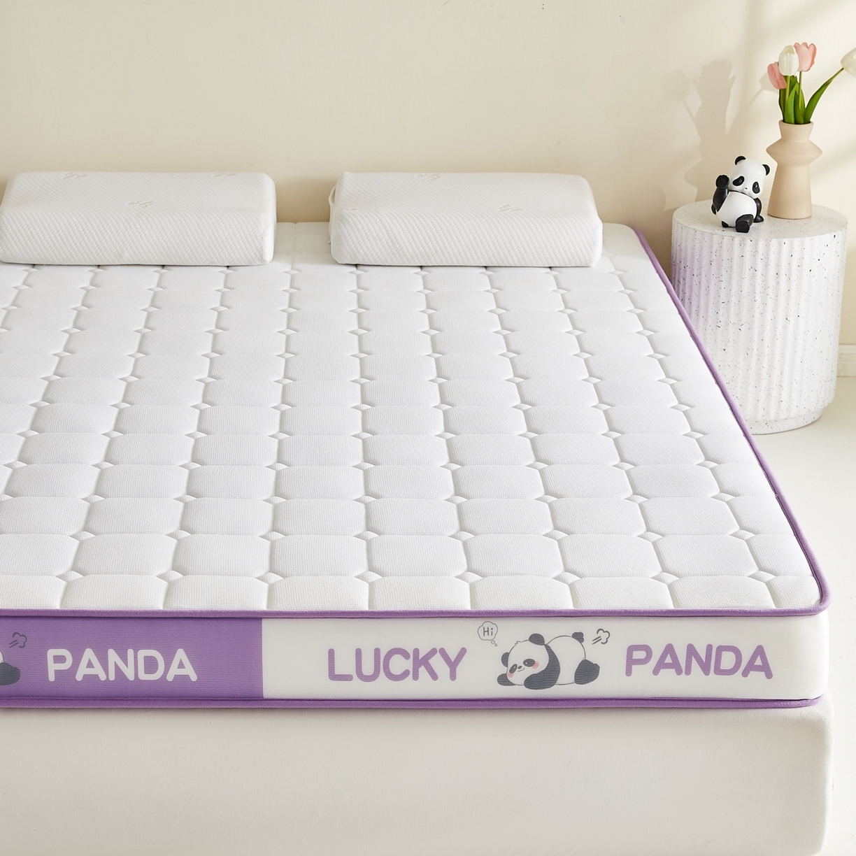 91家纺网 家纺一手货源 找家纺 鑫梦莱 2026新款A类华夫格系列乳胶海绵床垫立体款（成人图） 芋泥紫（厚约6cm）