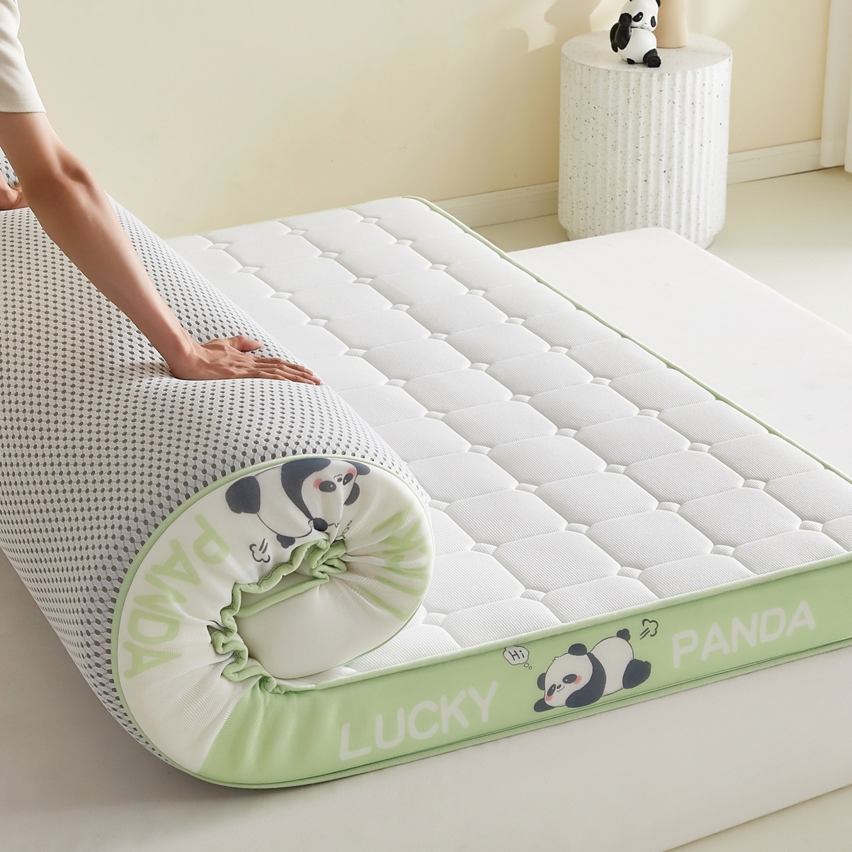 91家纺网 家纺一手货源 找家纺 鑫梦莱 2026新款A类华夫格系列乳胶海绵床垫立体款（成人图） 青柠绿（厚约9cm）