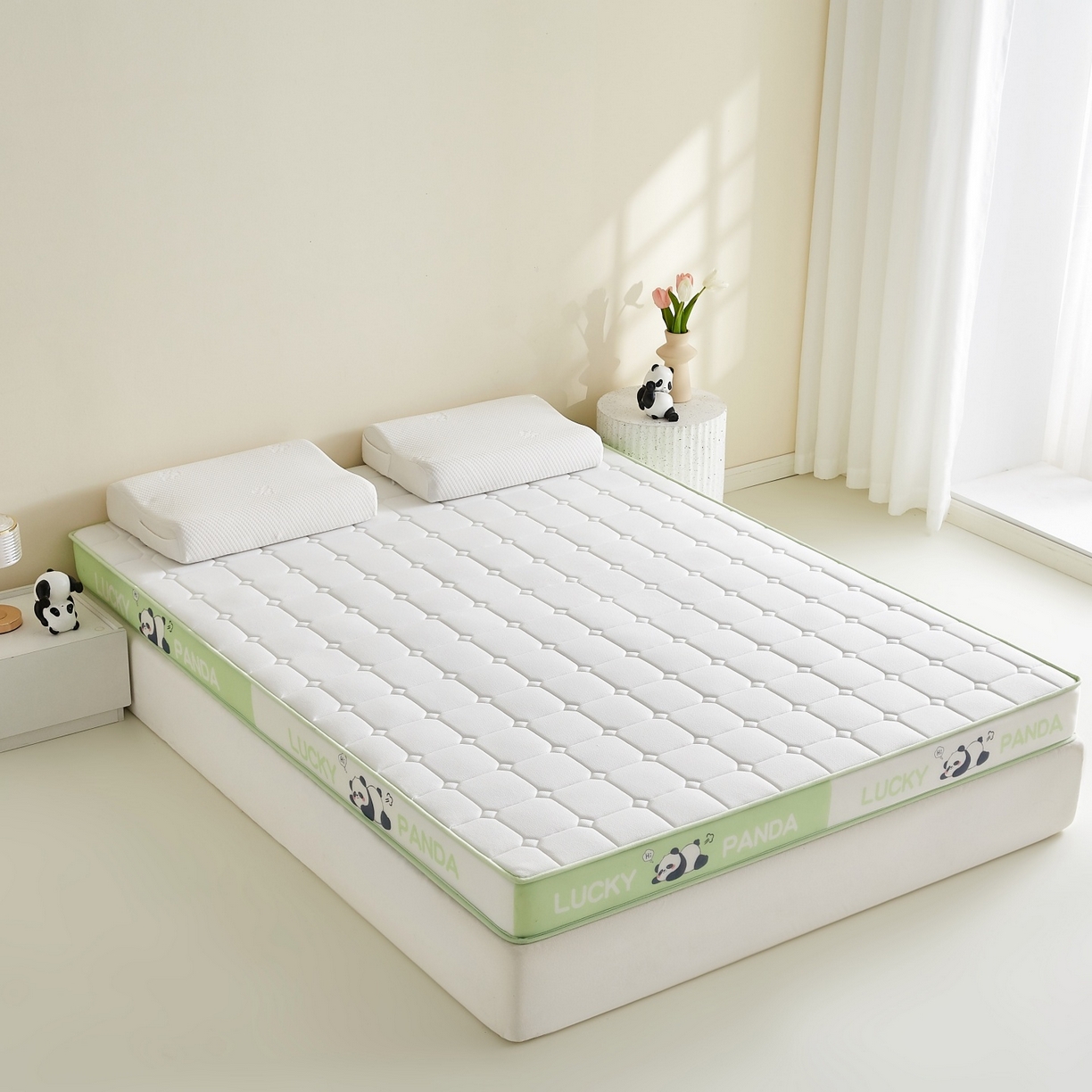 91家纺网 家纺一手货源 找家纺 鑫梦莱 2026新款A类华夫格系列乳胶海绵床垫立体款（成人图） 青柠绿（厚约9cm）