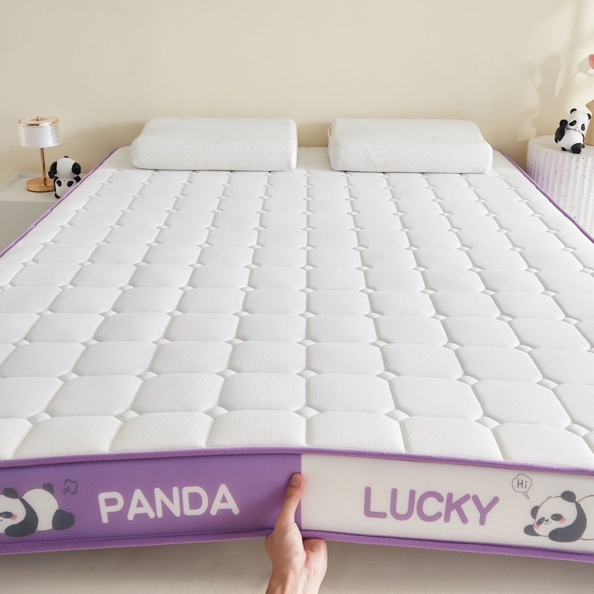 91家纺网 家纺一手货源 找家纺 鑫梦莱 2026新款A类华夫格系列乳胶海绵床垫立体款（成人图） 芋泥紫（厚约9cm）