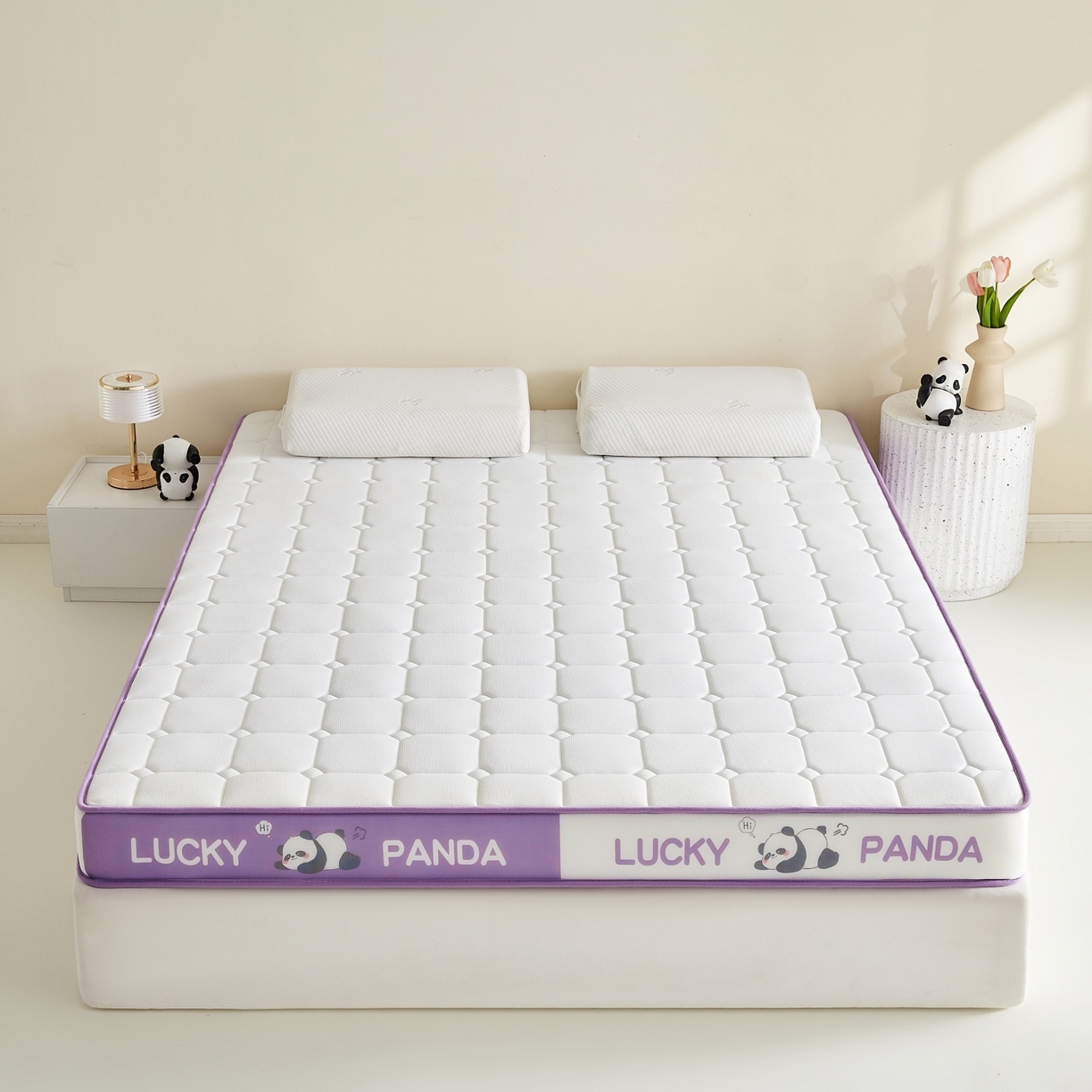 91家纺网 家纺一手货源 找家纺 鑫梦莱 2026新款A类华夫格系列乳胶海绵床垫立体款（成人图） 芋泥紫（厚约9cm）