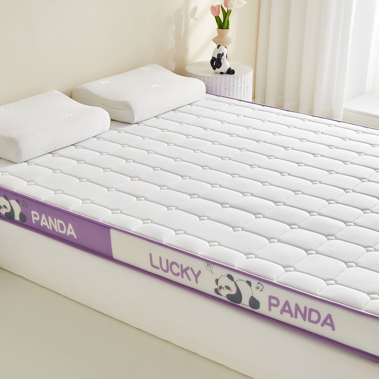 91家纺网 家纺一手货源 找家纺 鑫梦莱 2026新款A类华夫格系列乳胶海绵床垫立体款（成人图） 芋泥紫（厚约9cm）