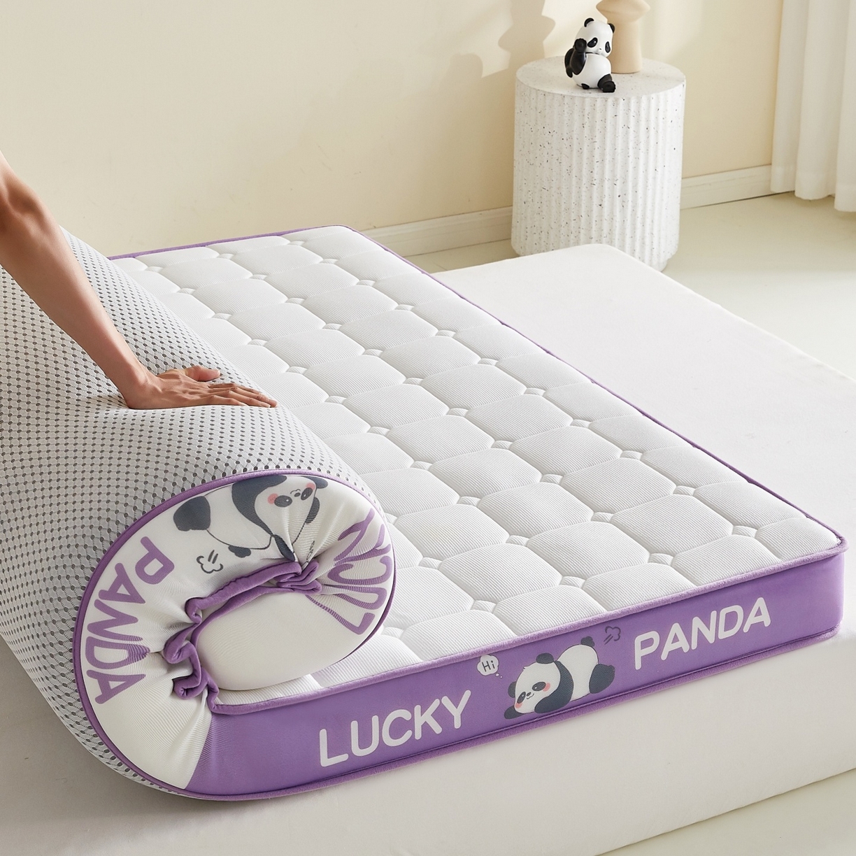 91家纺网 家纺一手货源 找家纺 鑫梦莱 2026新款A类华夫格系列乳胶海绵床垫立体款（成人图） 芋泥紫（厚约9cm）