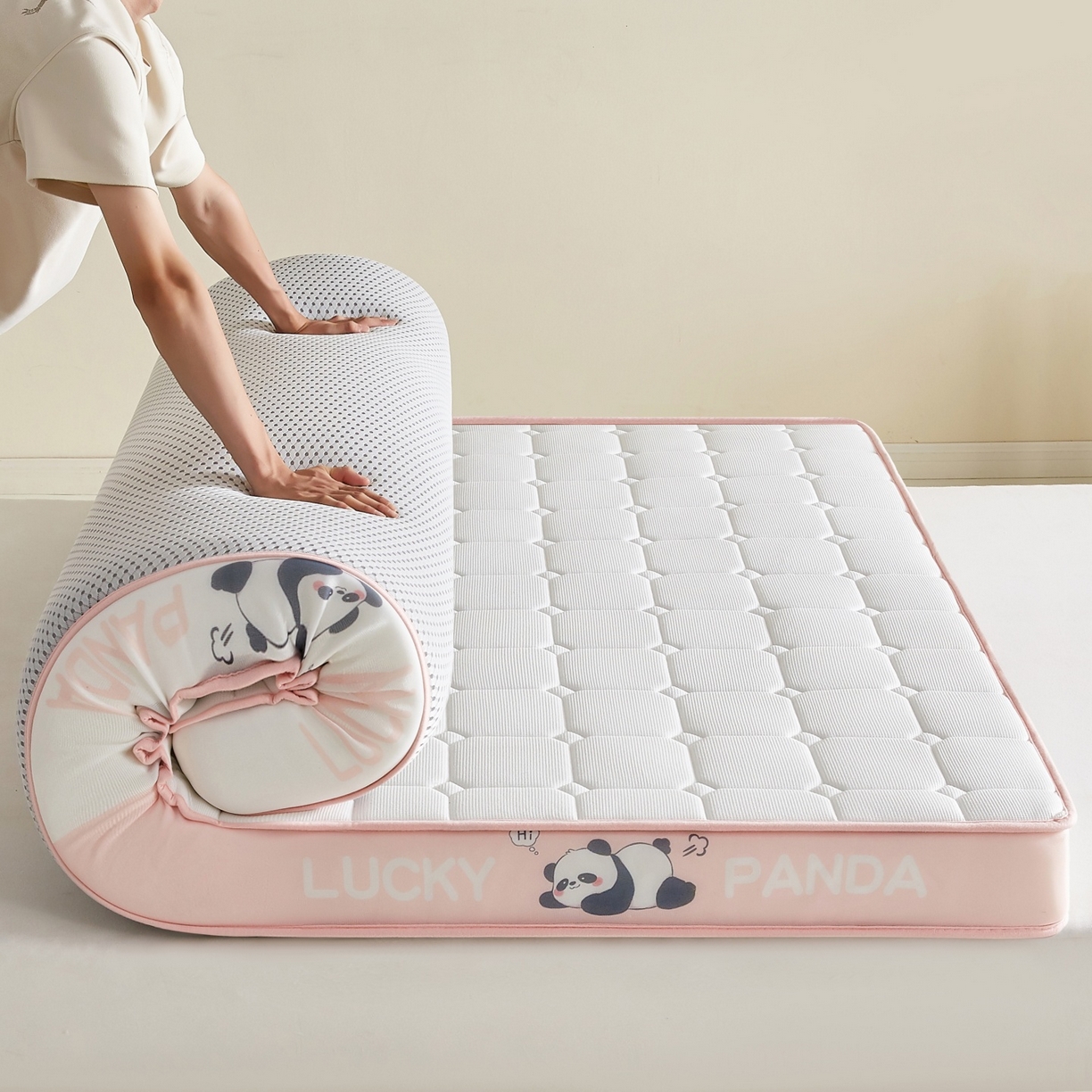 91家纺网 家纺一手货源 找家纺 鑫梦莱 2026新款A类华夫格系列乳胶海绵床垫立体款（成人图） 蜜桃粉（厚约9cm）