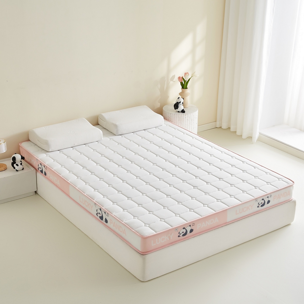 91家纺网 家纺一手货源 找家纺 鑫梦莱 2026新款A类华夫格系列乳胶海绵床垫立体款（成人图） 蜜桃粉（厚约9cm）