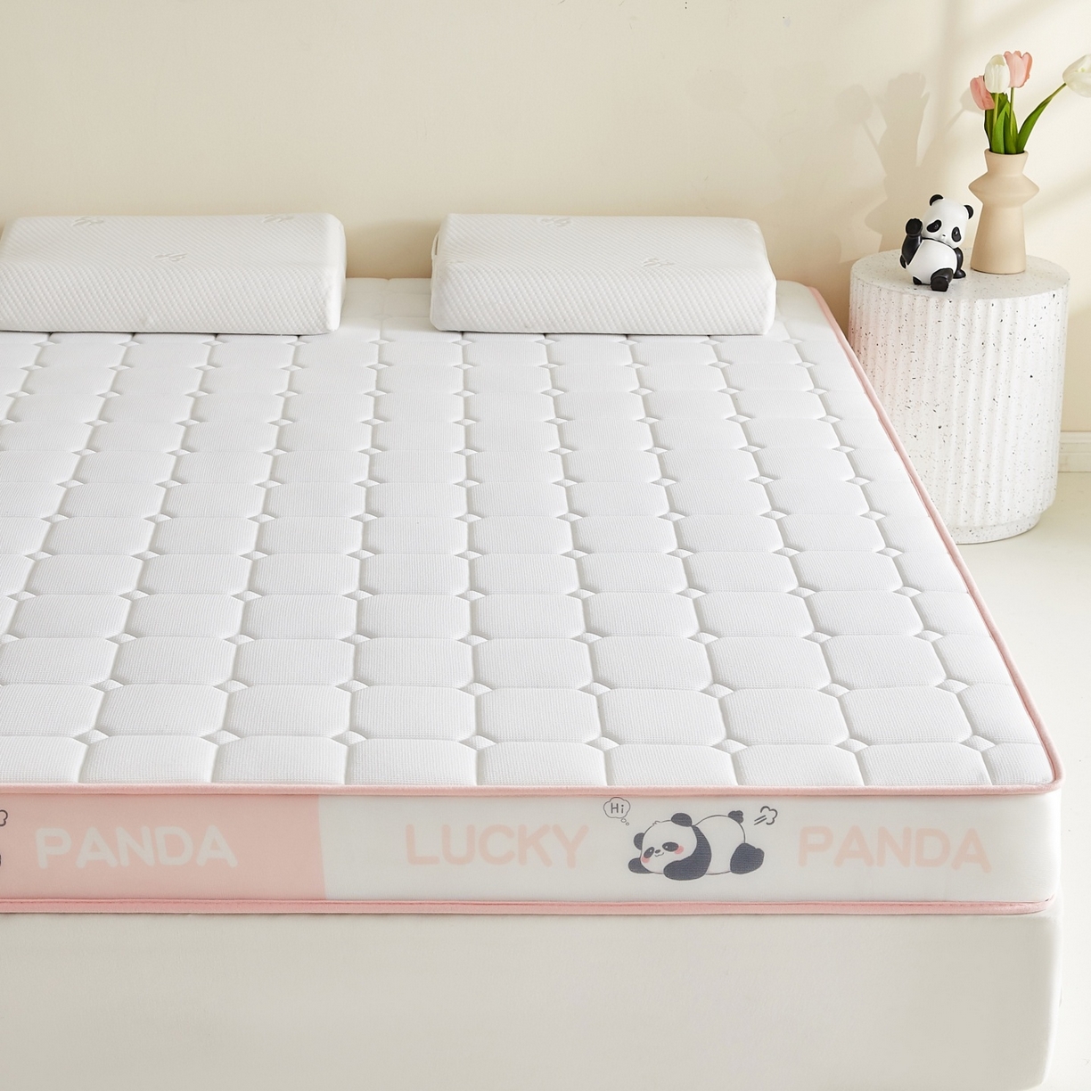 91家纺网 家纺一手货源 找家纺 鑫梦莱 2026新款A类华夫格系列乳胶海绵床垫立体款（成人图） 蜜桃粉（厚约9cm）