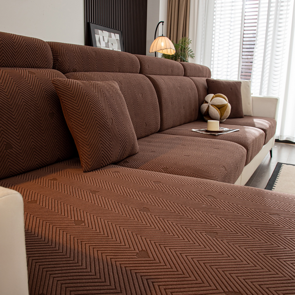 91家纺网 家纺一手货源 找家纺 沐沐家纺 2026新款丘比特沙发笠 咖色