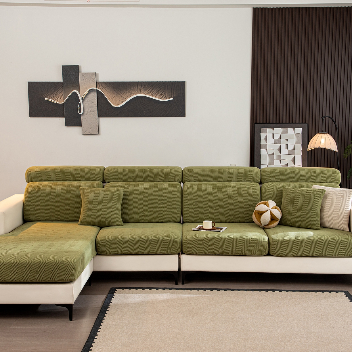 91家纺网 家纺一手货源 找家纺 沐沐家纺 2026新款丘比特沙发笠 墨绿