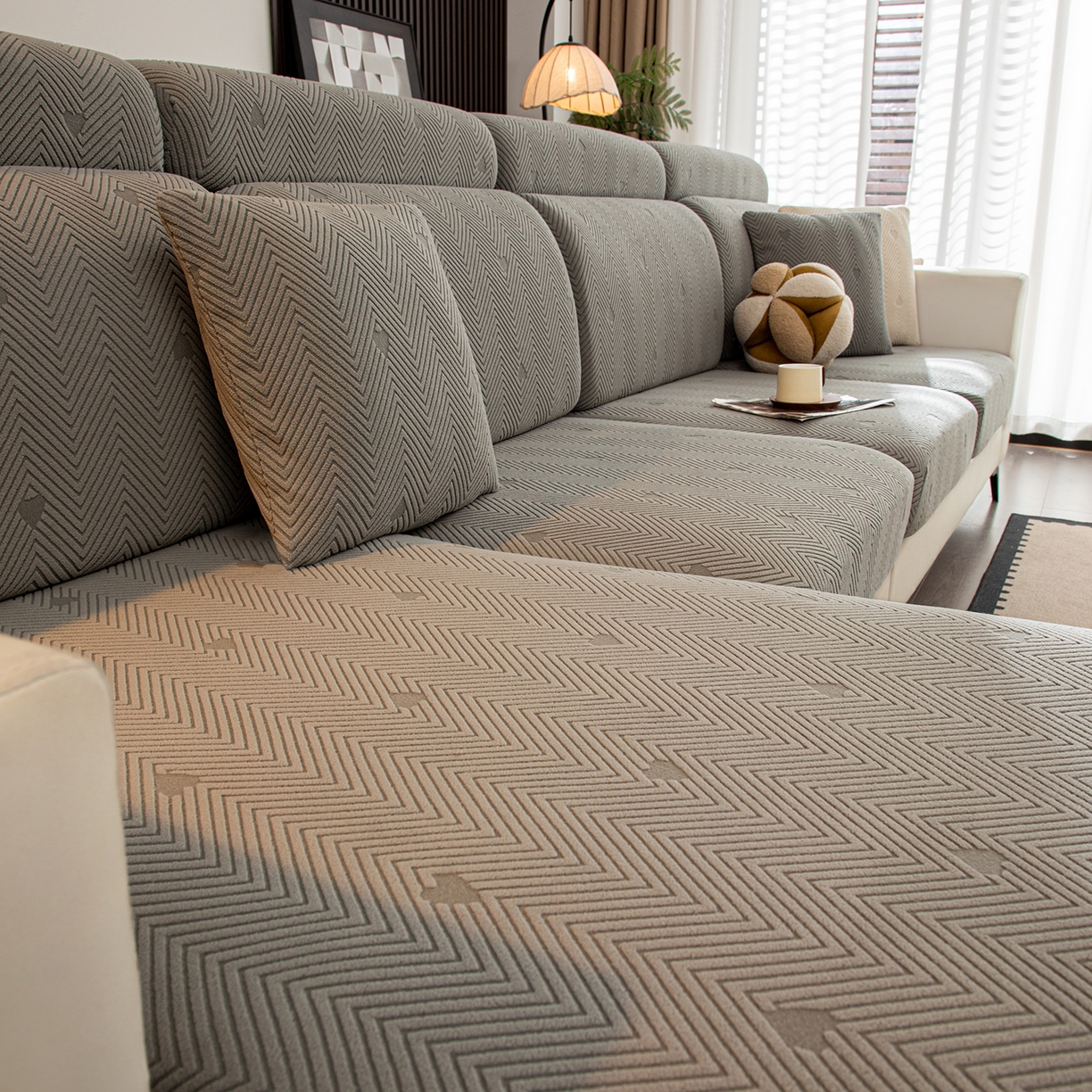 91家纺网 家纺一手货源 找家纺 沐沐家纺 2026新款丘比特沙发笠 浅灰