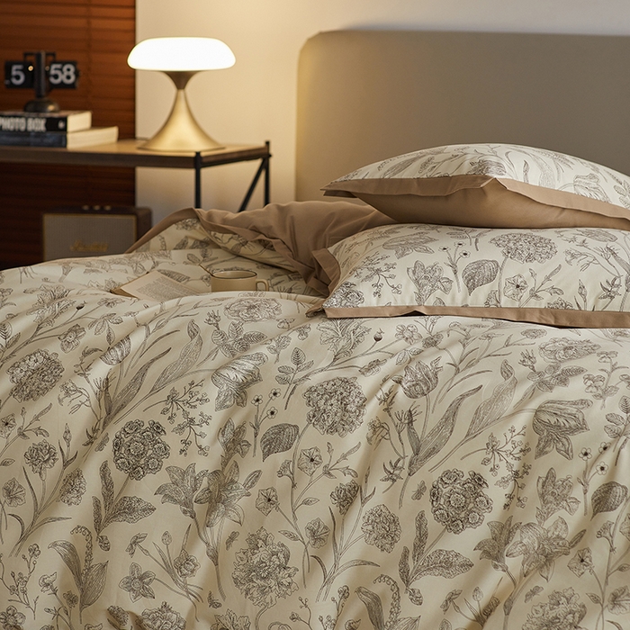 91家纺网 家纺一手货源 找家纺 （总）咏绒家纺工厂店 2025新款全棉高定印花磨毛拼角四件套