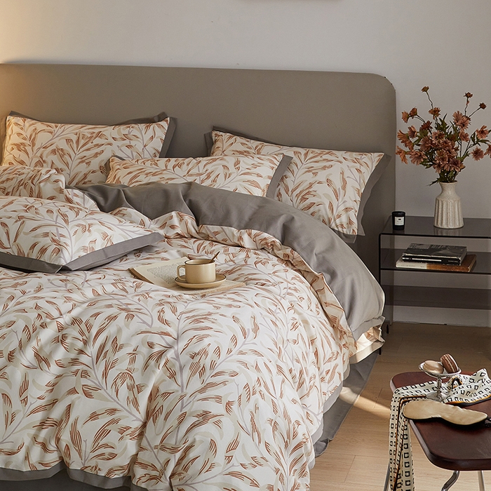 91家纺网 家纺一手货源 找家纺 咏绒家纺工厂店 2025新款全棉高定印花磨毛拼角四件套 雅韵