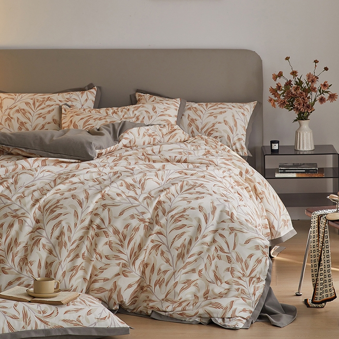 91家纺网 家纺一手货源 找家纺 咏绒家纺工厂店 2025新款全棉高定印花磨毛拼角四件套 雅韵