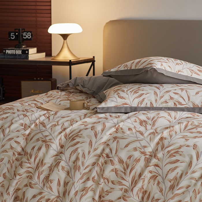 91家纺网 家纺一手货源 找家纺 咏绒家纺工厂店 2025新款全棉高定印花磨毛拼角四件套 雅韵