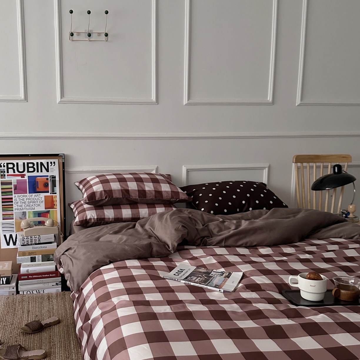 91家纺网 家纺一手货源 找家纺 柚可家居 2026新款50支数码活性套件-遇见西街（控价+送手提袋）套件会员减10元 严格控价券后不低于 318和338元 遇见西街（枕套格子+波点）