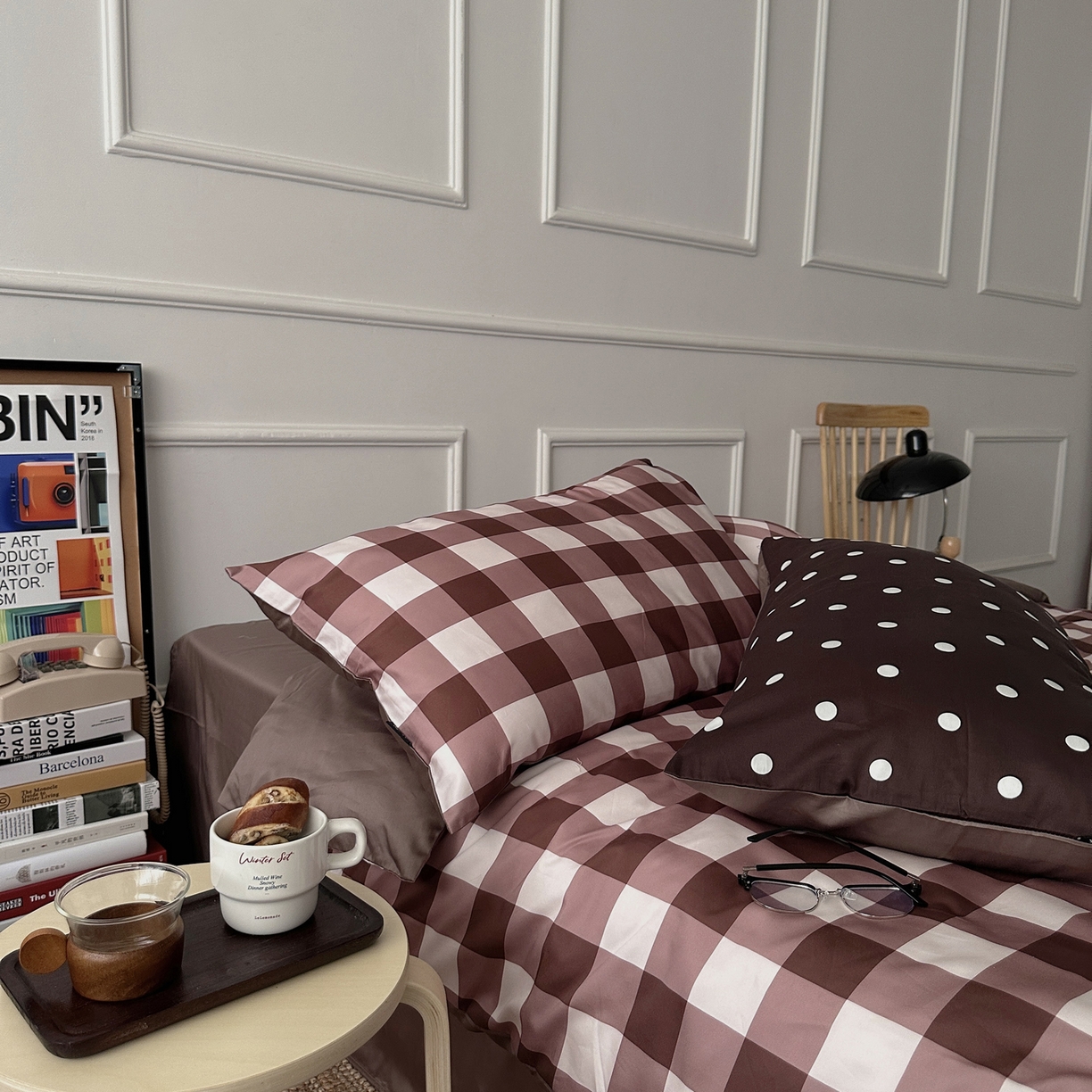 91家纺网 家纺一手货源 找家纺 柚可家居 2026新款50支数码活性套件-遇见西街（控价+送手提袋）套件会员减10元 严格控价券后不低于 318和338元 遇见西街（枕套格子+波点）