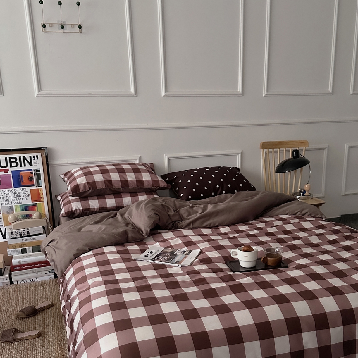 91家纺网 家纺一手货源 找家纺 柚可家居 2026新款50支数码活性套件-遇见西街（控价+送手提袋）套件会员减10元 严格控价券后不低于 318和338元 遇见西街（枕套格子+波点）