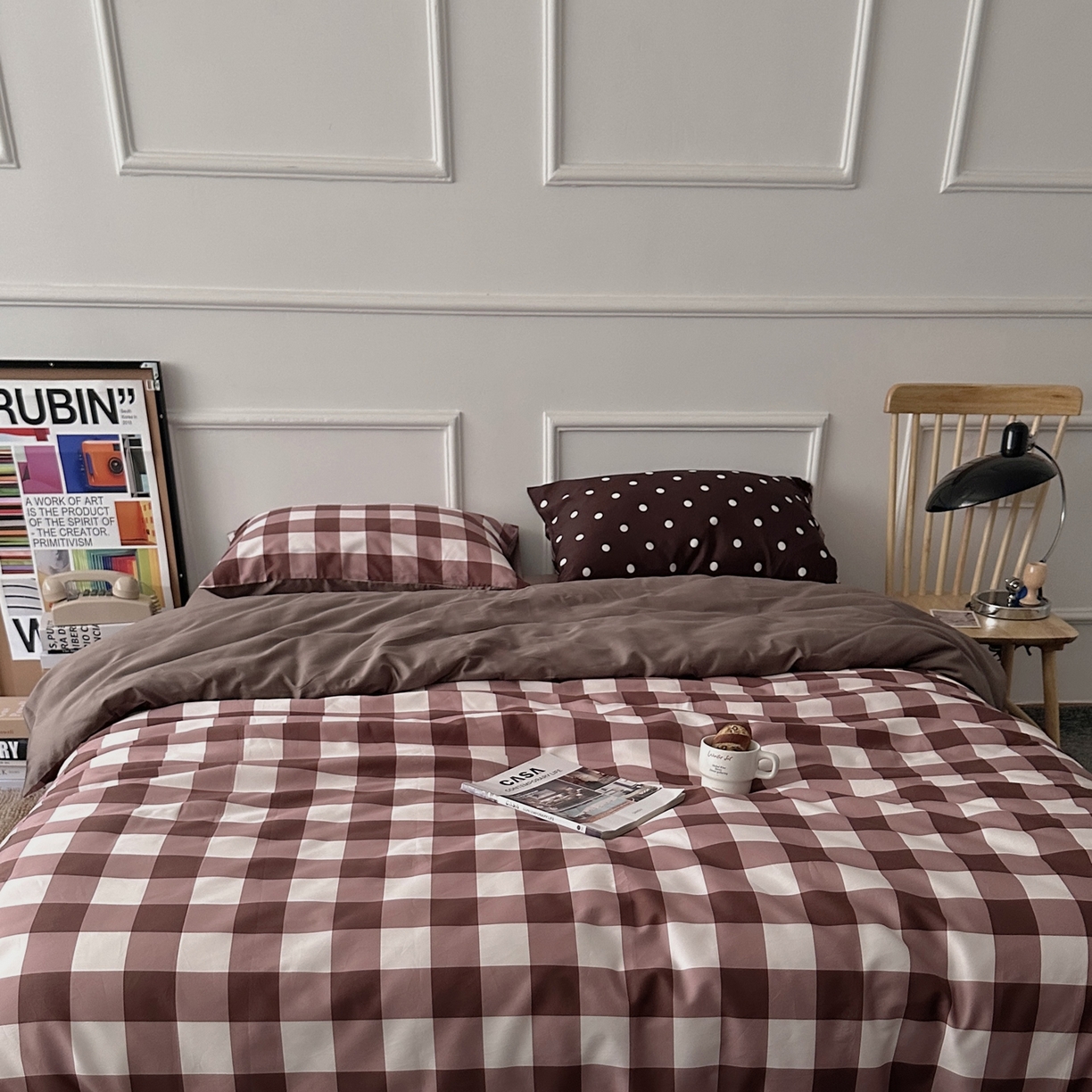 91家纺网 家纺一手货源 找家纺 柚可家居 2026新款50支数码活性套件-遇见西街（控价+送手提袋）套件会员减10元 严格控价券后不低于 318和338元 遇见西街（枕套格子+波点）