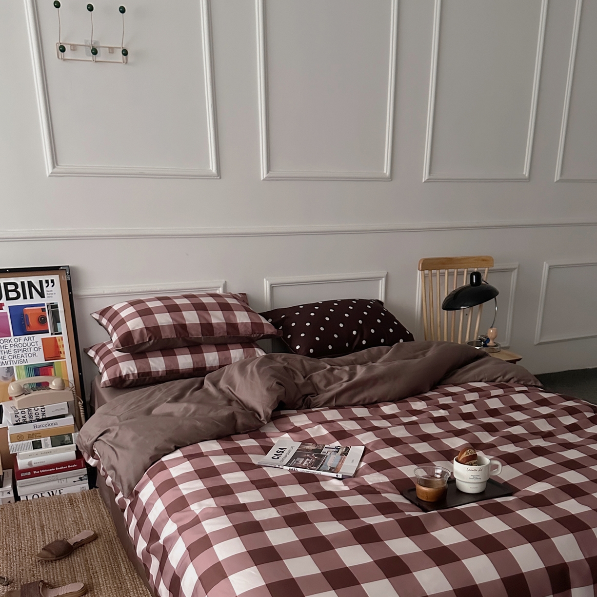 91家纺网 家纺一手货源 找家纺 柚可家居 2026新款50支数码活性套件-遇见西街（控价+送手提袋）套件会员减10元 严格控价券后不低于 318和338元 遇见西街（枕套格子+波点）