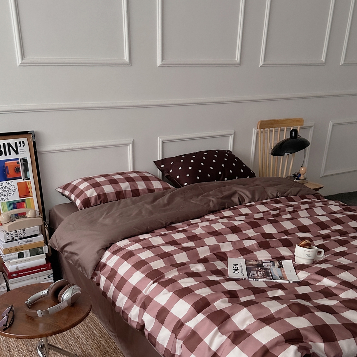 91家纺网 家纺一手货源 找家纺 柚可家居 2026新款50支数码活性套件-遇见西街（控价+送手提袋）套件会员减10元 严格控价券后不低于 318和338元 遇见西街（枕套格子+波点）