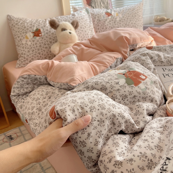 91家纺网 家纺一手货源 找家纺 （总）星禾优选 2025新款A类仿棉四件套古法水洗棉小清新印花四件套单被套系列(提供买家秀)