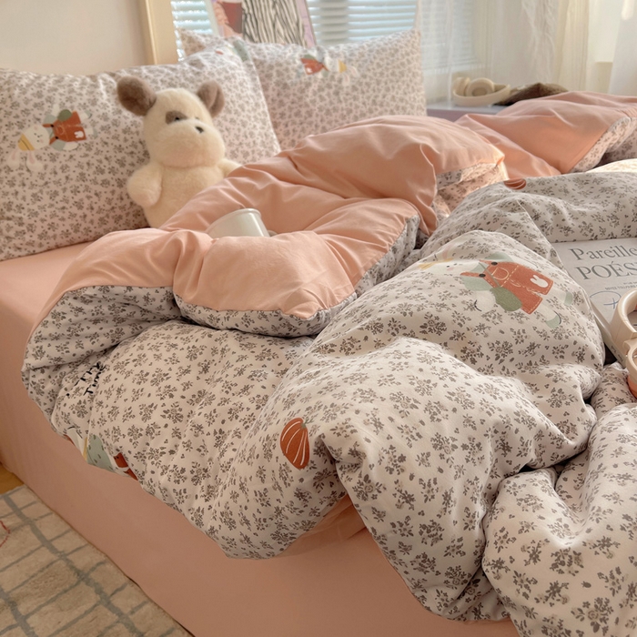 91家纺网 家纺一手货源 找家纺 （总）星禾优选 2025新款A类仿棉四件套古法水洗棉小清新印花四件套单被套系列(提供买家秀)