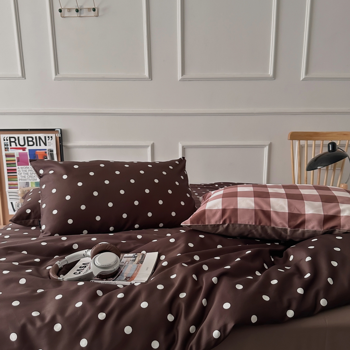 91家纺网 家纺一手货源 找家纺 柚可家居 2026新款50支数码活性套件-时光沸点（控价+送手提袋）套件会员减10元 严格控价券后不低于 318和338元 时光沸点（枕套波点+格子）