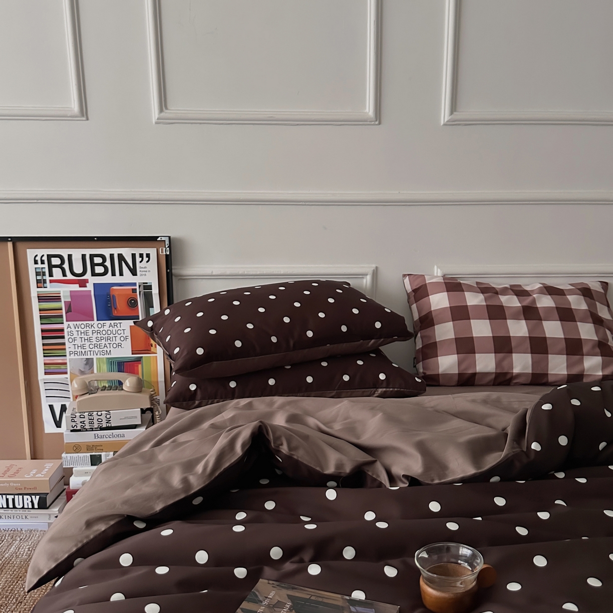 91家纺网 家纺一手货源 找家纺 柚可家居 2026新款50支数码活性套件-时光沸点（控价+送手提袋）套件会员减10元 严格控价券后不低于 318和338元 时光沸点（枕套波点+格子）