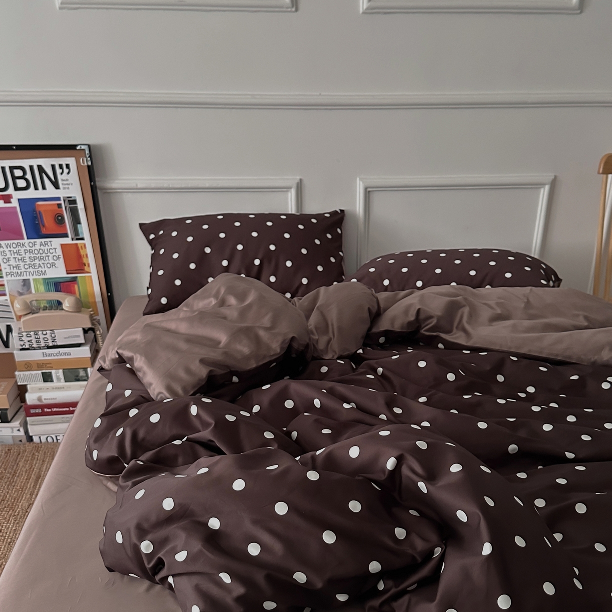 91家纺网 家纺一手货源 找家纺 柚可家居 2026新款50支数码活性套件-时光沸点（控价+送手提袋）套件会员减10元 严格控价券后不低于 318和338元 时光沸点（枕套波点一对）