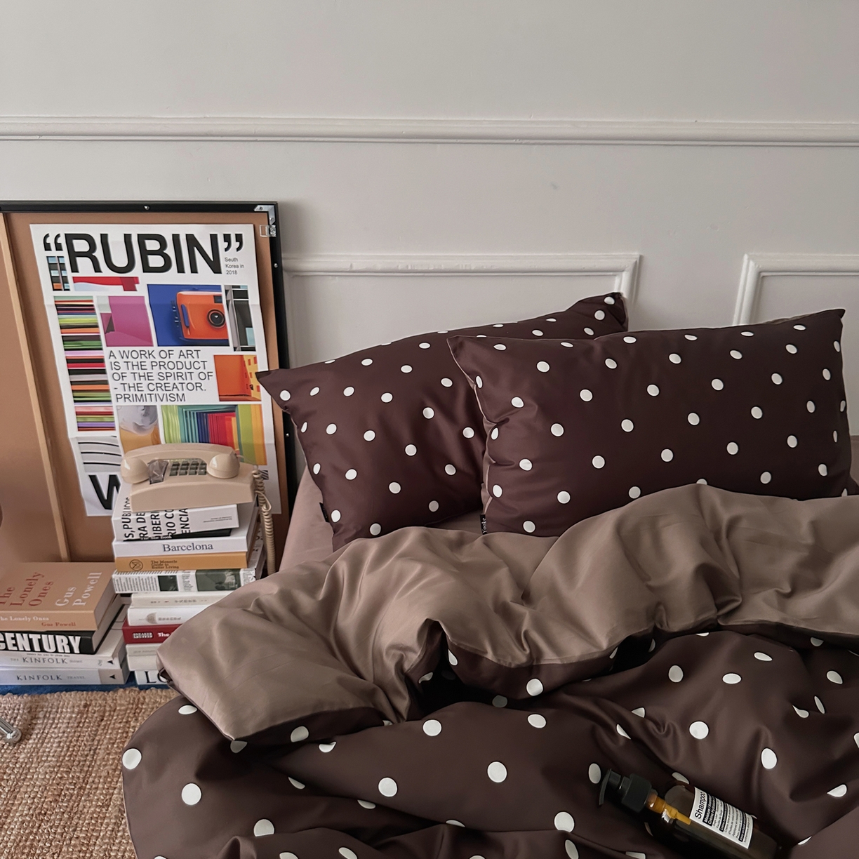 91家纺网 家纺一手货源 找家纺 柚可家居 2026新款50支数码活性套件-时光沸点（控价+送手提袋）套件会员减10元 严格控价券后不低于 318和338元 时光沸点（枕套波点一对）