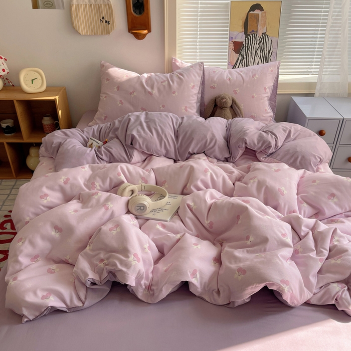 91家纺网 家纺一手货源 找家纺 （总）星禾优选 2025新款A类仿棉四件套古法水洗棉小清新印花四件套单被套系列(提供买家秀)