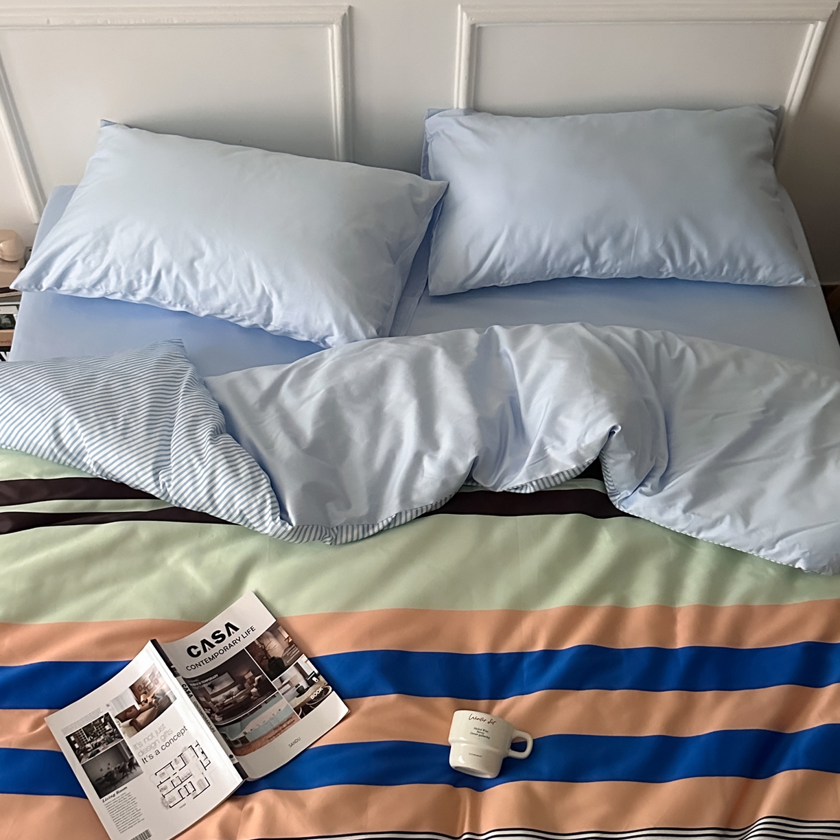 91家纺网 家纺一手货源 找家纺 （总）柚可家居 2026新款50支数码活性套件-海港（手提袋+控价）套件会员减20元 严格控价券后不低于 328和348元