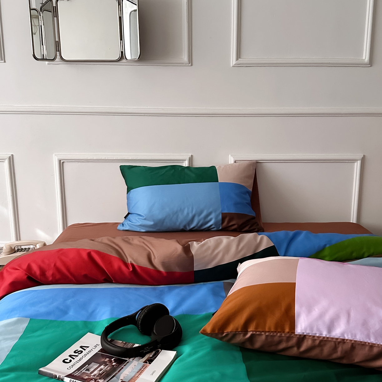 91家纺网 家纺一手货源 找家纺 （总）柚可家居 2026新款50支数码活性套件-方块宇宙（手提袋+控价）套件会员减20元 严格控价券后不低于 328和348元